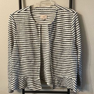LOFT Textured Striped Open Front Blazer/Cardigan Size XL